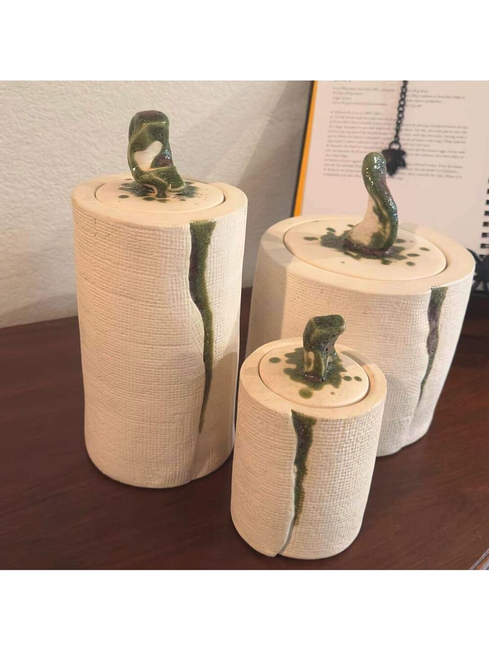 Vintage 1970s Ceramic Canister Set Organic Modern Wabi Sabi Earthy Pottery